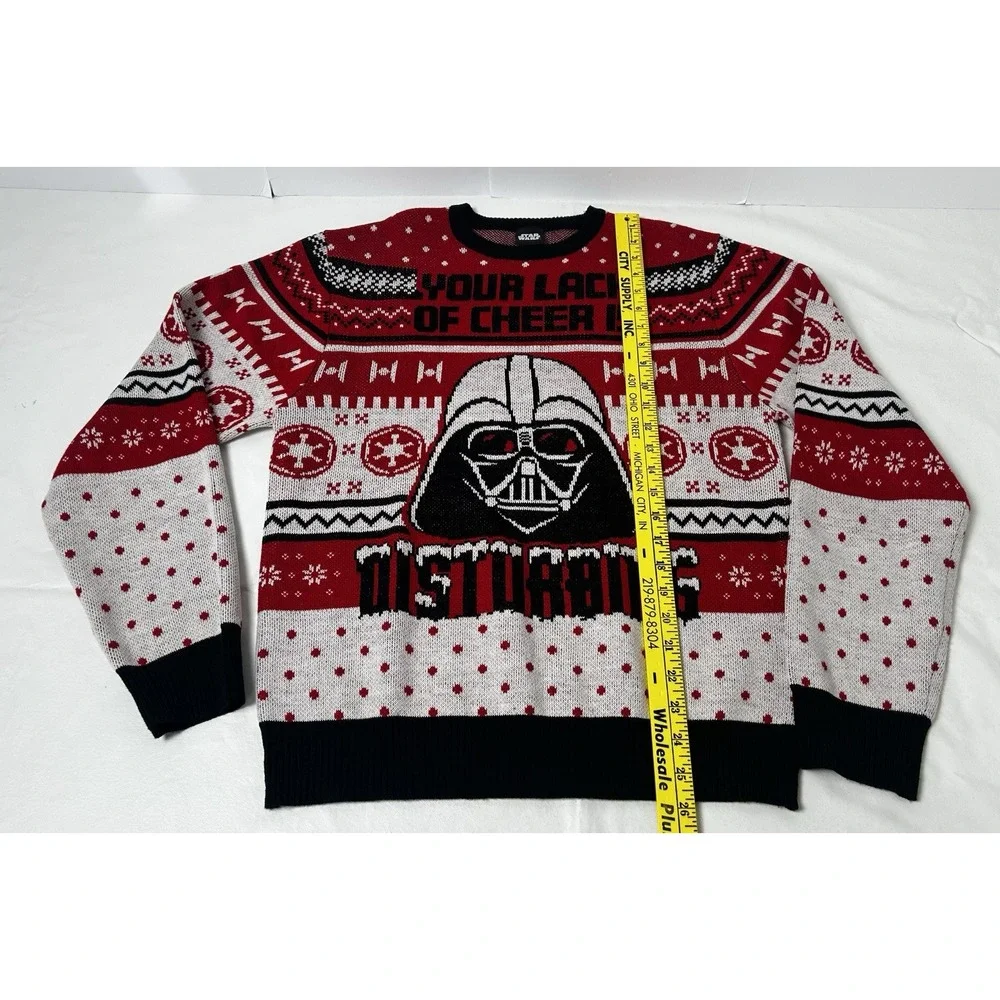 Star Wars Darth Vader Ugly Christmas Sweater Unisex Medium Red, White, & Black